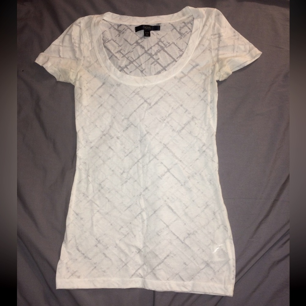 City Streets Sheer White Scoop Neck Top